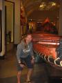 Kate with a Maori canoe used for war! Scary face!