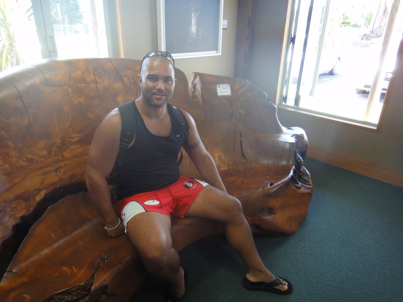Anton on a very expensive Kauri wood chair