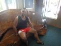 Anton on a very expensive Kauri wood chair