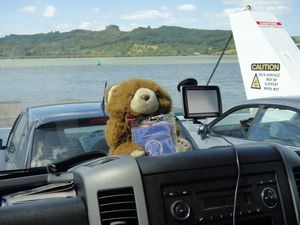 Barnaby enjpoying the ride on the car ferry