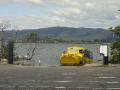 Amphibious vehicle coming out of Rotorua Lake