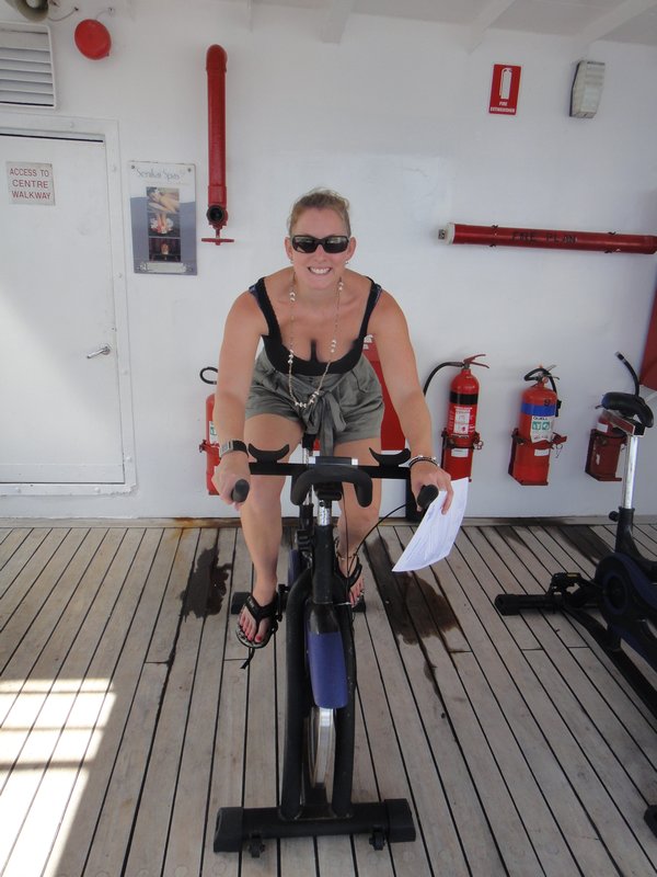 Exercising on the ship!