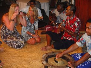 Kate drinking the Kava