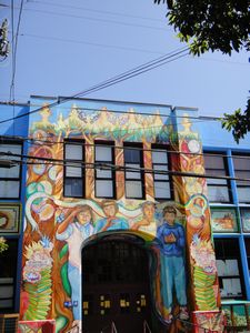 A local school with painted mural