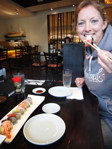 Kate eating sushi!