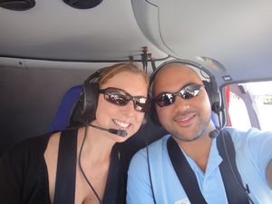 Kate and Anton in the Helicopter