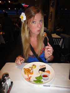Kate enjoying Sushi
