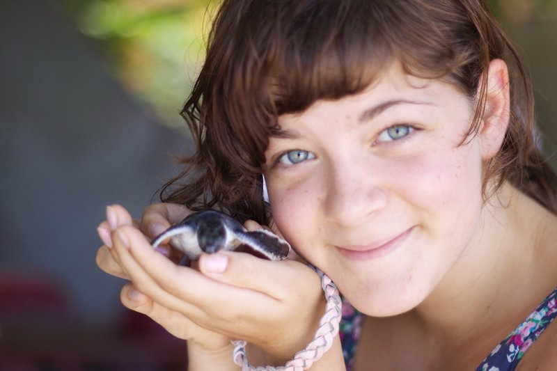 Gemma and a 3 week old turtle