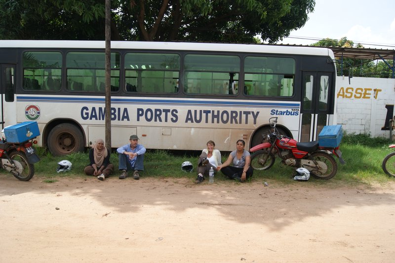 What motorbike training in The Gambia really looks like: lots of sitting about