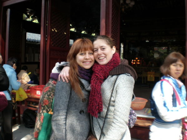 Vanessa and I by a temple in GZ