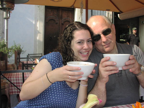 Drinking a cappuccino our first morning in Rome