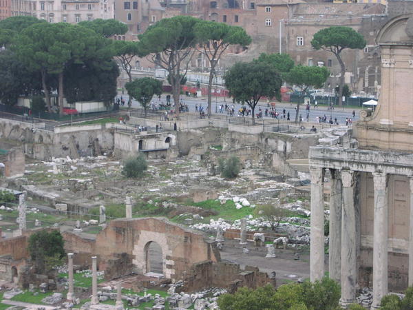 view down into the Forum...