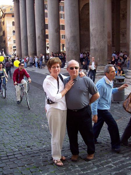 Mom and Dad in front of the Pantheon...