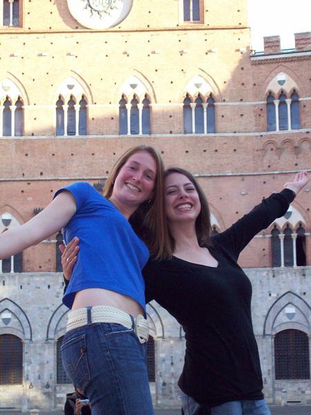 two straight-haired gals in the Piazza del Campo....