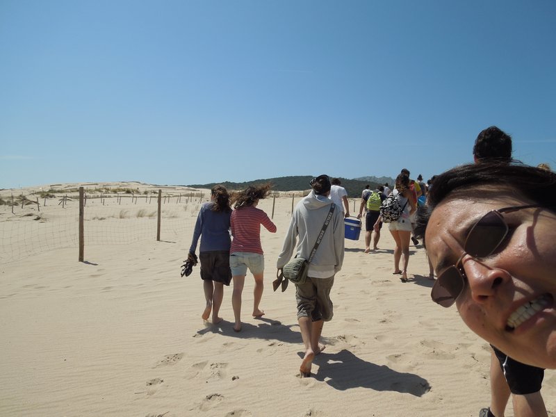 Elsa's feelings on climbing up the sand dune near Tarifa