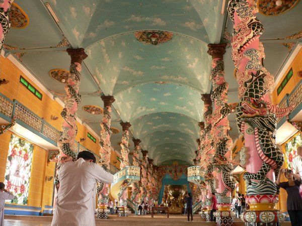 colourful interior of the temple