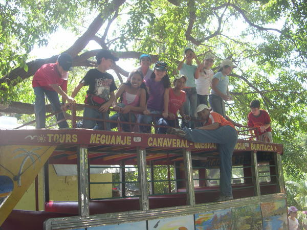 Unsupervised children on top of the chiva.