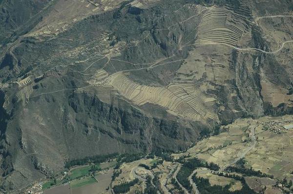 Aerial shot of Pisac Inca site