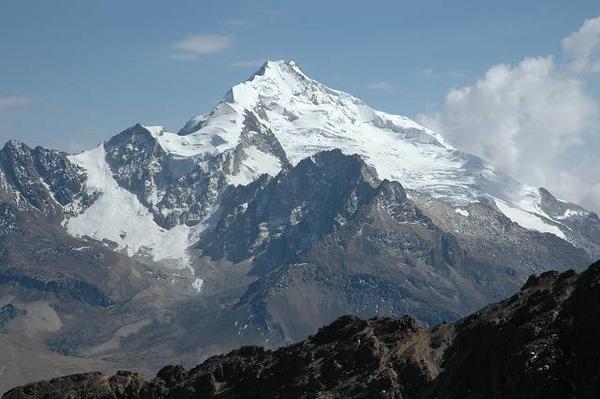 View of Huayna Potosi from the route to Chacaltaya