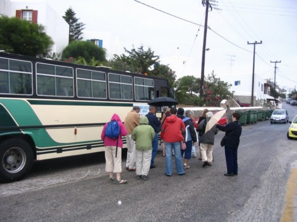 Bus service  - off to supper in the rain