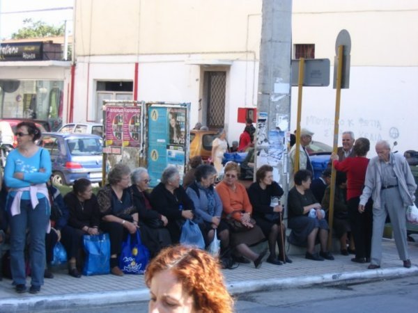 Street scene - Greek seniors on an outing?