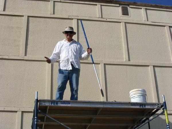 Don in on lower scaffold