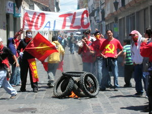 Protestors in Latacunga