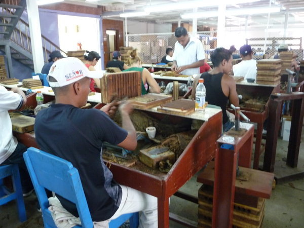 In the cigar factory...