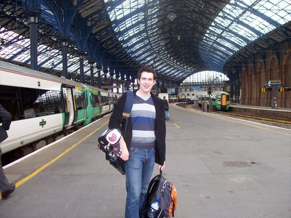 Evan at the train station