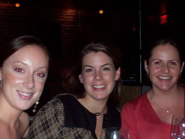 Lisa, Meagan, and Cait at dinner