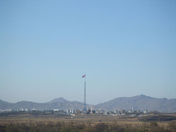 North Korean Giant Flag & Propaganda Village