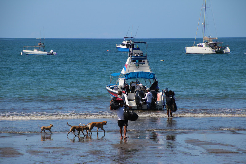Getting off the speedboat transfer at Herradura Beach