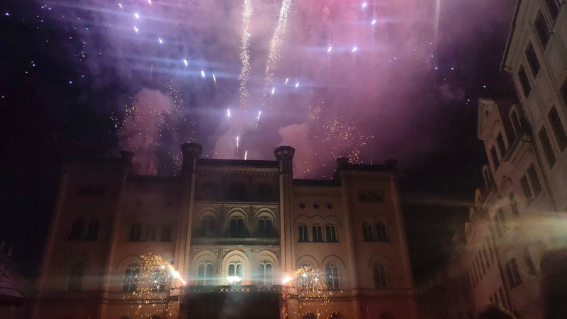 Fireworks in front of the town hall