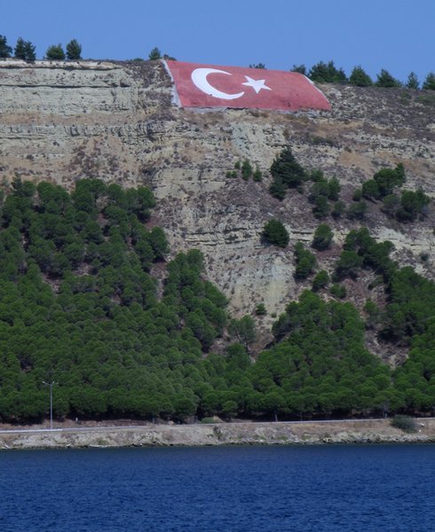 Turkish flag on the hillside