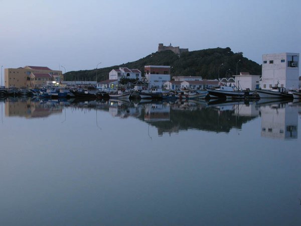 The marina and fortress at dusk