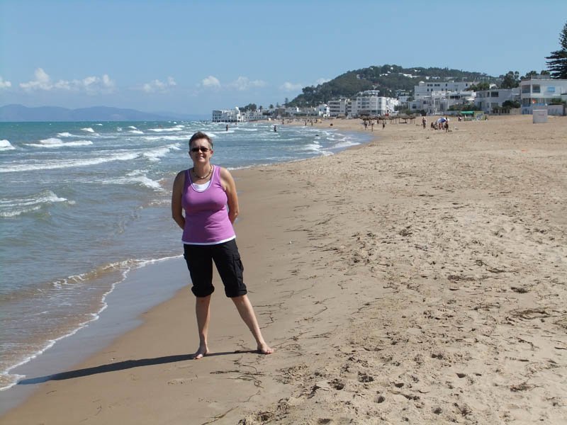 Trish on La Marsa beach