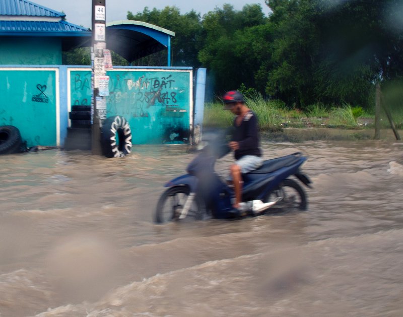 Flooded roads on the way to Saigon