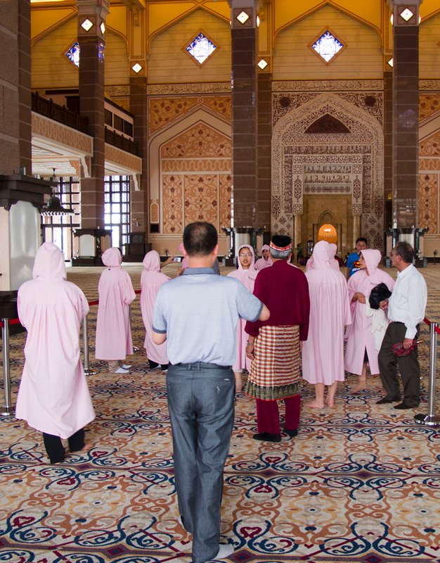 Tourists inside the mosque