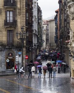 A street full of umbrellas