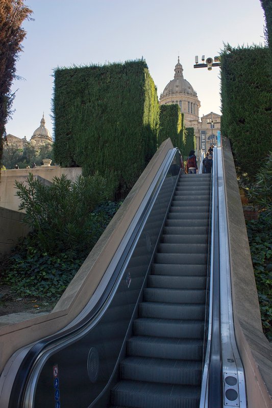 Escalators to the National Art Museum of Catalunya