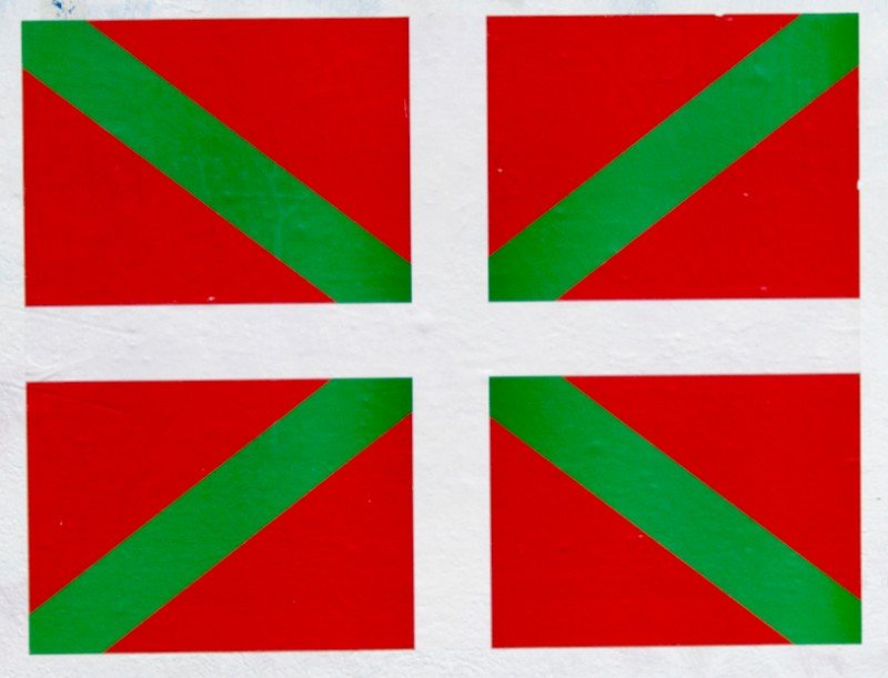 Basque flag on the side of a building