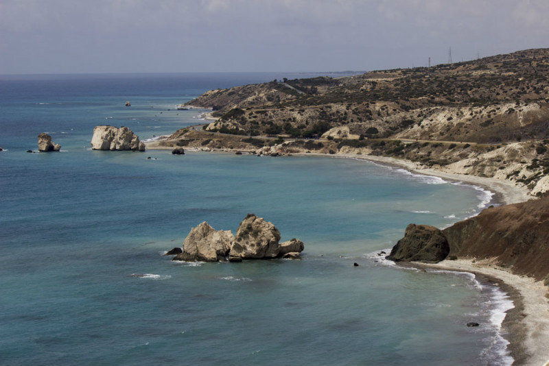 The coastline around Aphrodite's Rock