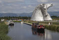 Canal boats by The Kelpies