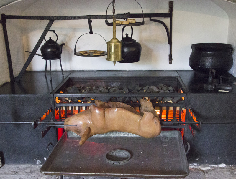 A hog roast in the kitchen