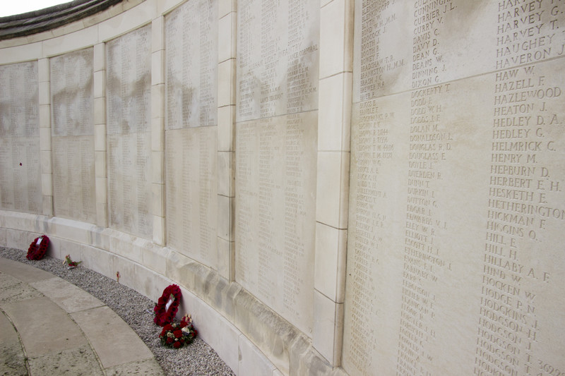Thousands of names inscribed at Tyne Cot