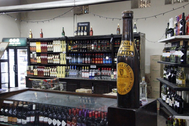 Wine and beer in old supermarket