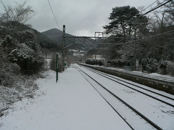 Snow covered tracks on the way