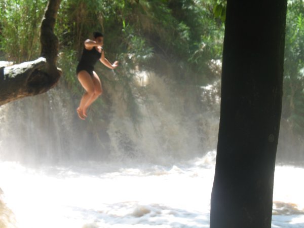 Jumping off the waterfall! 