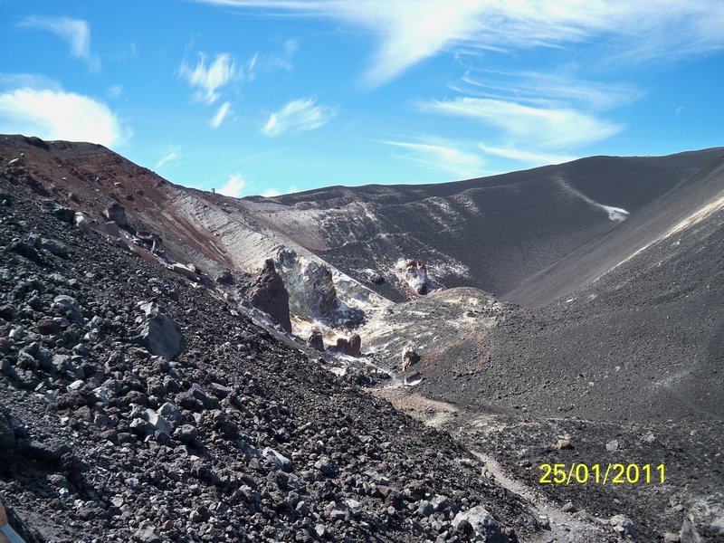 The steam rising from the crater