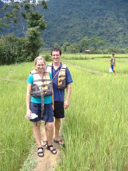 Intrepid explorers in a rice paddy.